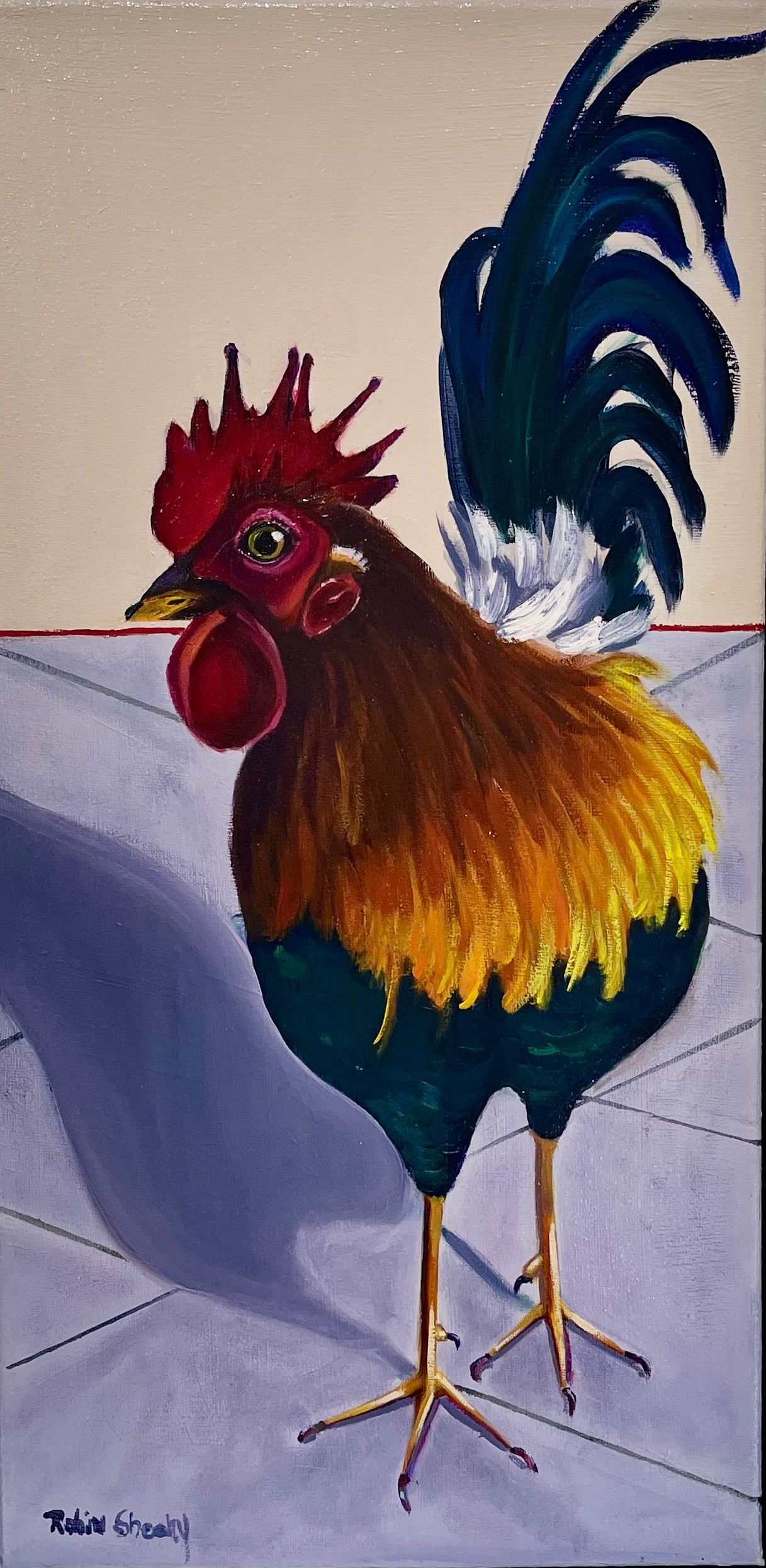 Rooster "Big Kahuna" oil on canvas